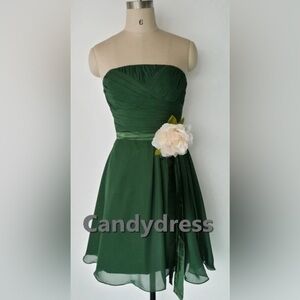 Hitherto Green strapless wedding prom, formal mini dress, size 2
